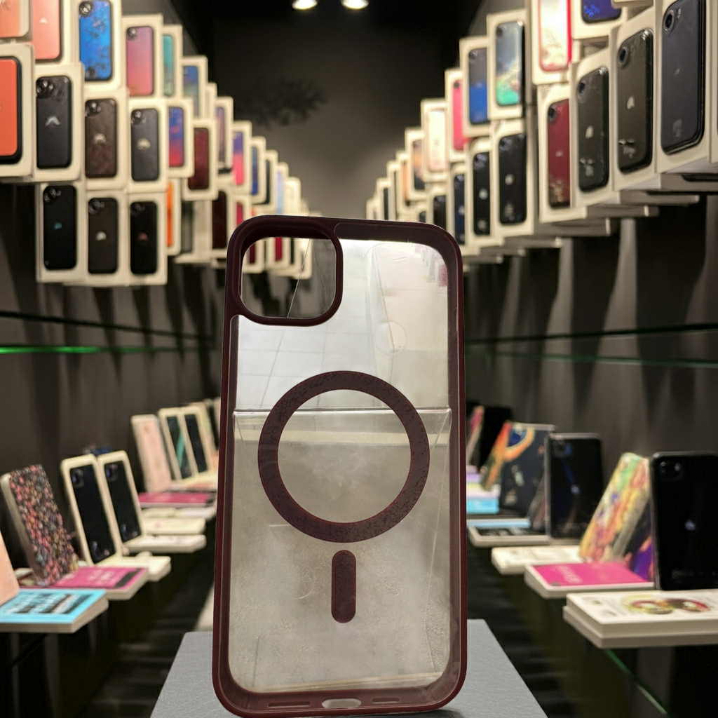 Cover trasparente magsafe Iphone 15 Plus-  borgogna - MOKO