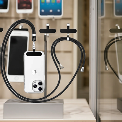 Cordino per smartphone nero con linguetta stretta - MOKO
