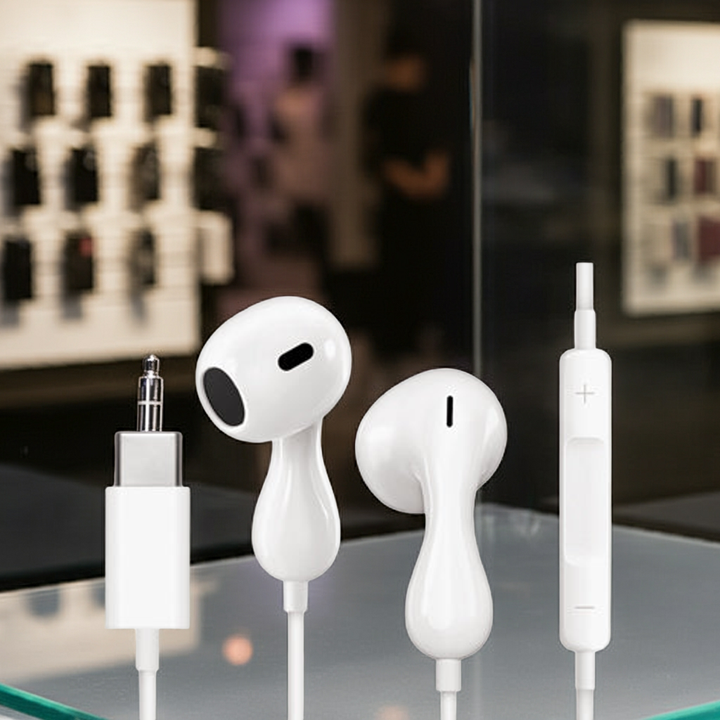 USB-C Stereo Earphones with Answer Button and Microphone, White