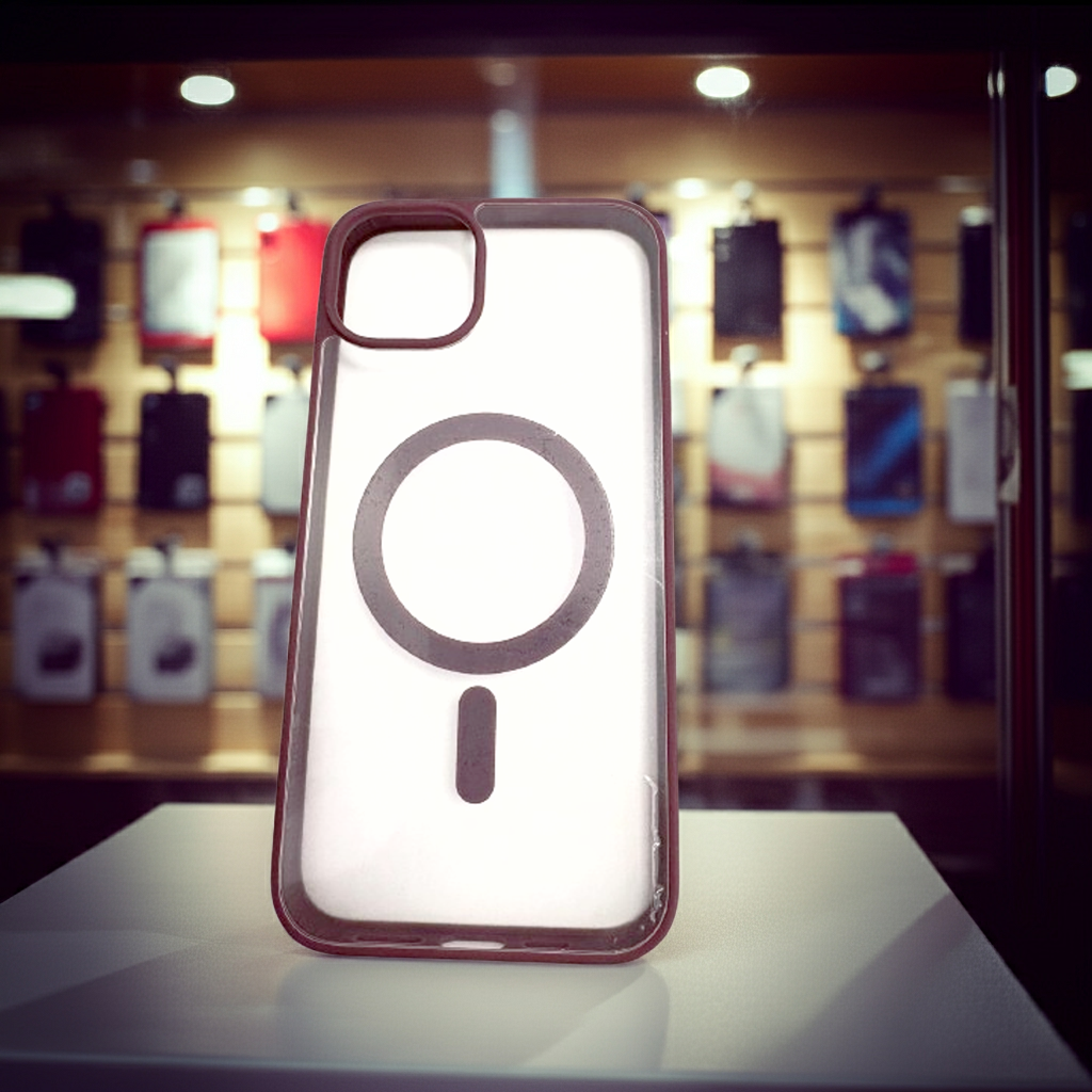 Cover trasparente iPhone 14 Plus MagSafe - Borgogna - MOKO