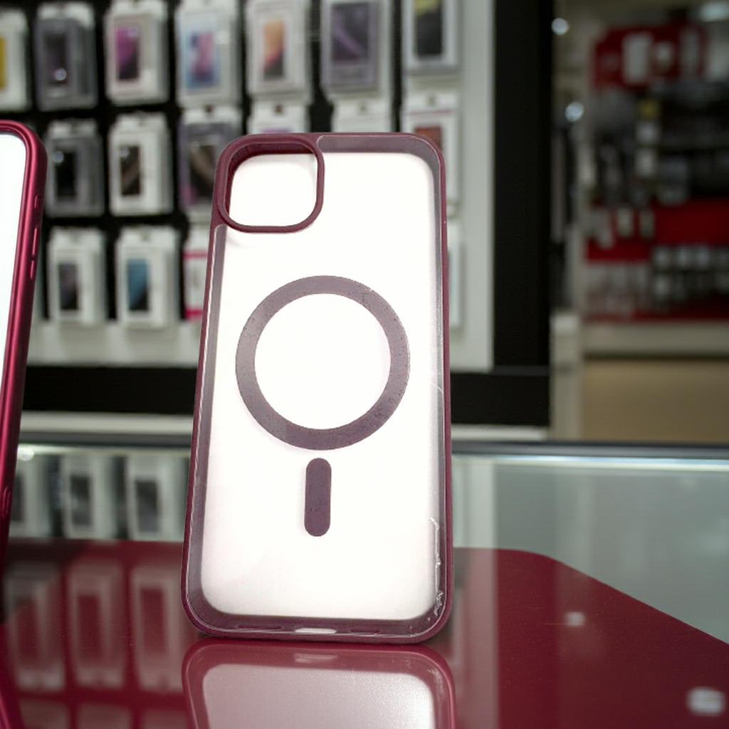 Cover trasparente iPhone 14 Plus MagSafe - Borgogna - MOKO