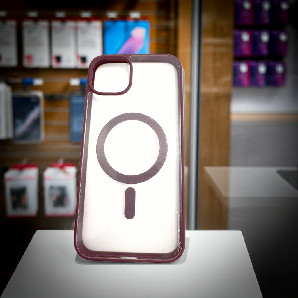 Cover trasparente iPhone 14 Plus MagSafe - Borgogna - MOKO