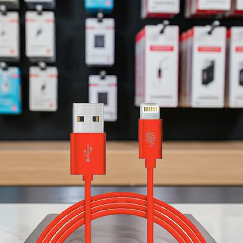 Cavo Dati Ricarica USB Lightning Rosso 1 mt. Soft Touch - MOKO