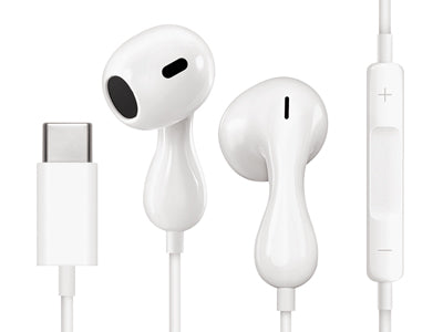 USB-C Stereo Earphones with Answer Button and Microphone, White