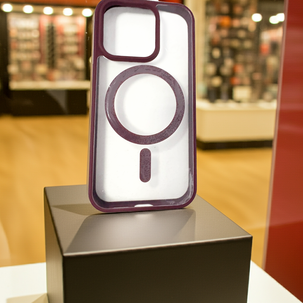 Cover trasparente iPhone 15 Pro MagSafe borgogna - MOKO