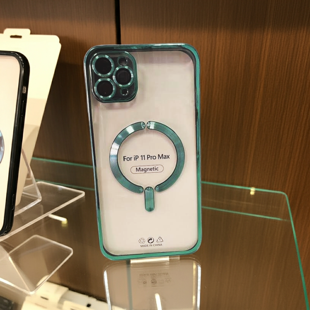 Cover trasparente iPhone 11 Pro Max MagSafe - Verde Elettrico - MOKO