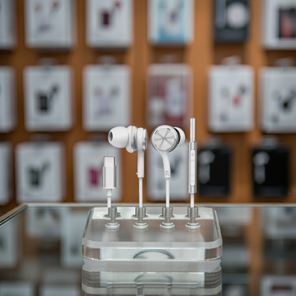 Auricolari Stereo Bianco USB C Premium con Tasto Risposta e Microfono - MOKO