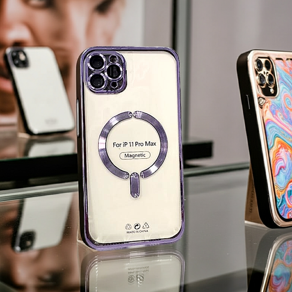 Cover Magsafe Iphone 11 Pro Max trasparente melanzana - MOKO