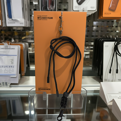 Cordino smartphone nero con linguetta larga per dispositivi mobili - MOKO