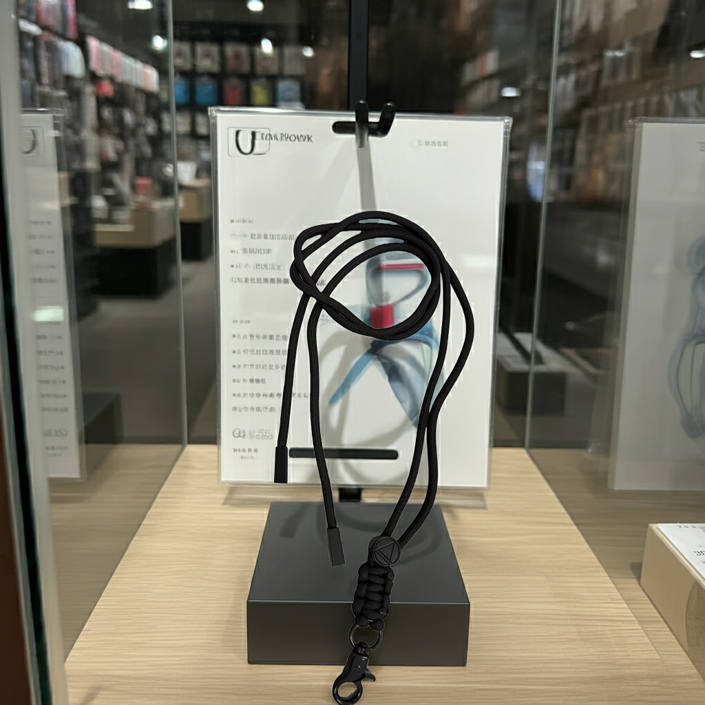 Cordino smartphone nero con linguetta larga per dispositivi mobili - MOKO