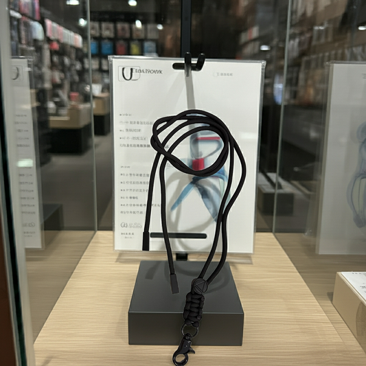 Cordino smartphone nero con linguetta larga per dispositivi mobili - MOKO