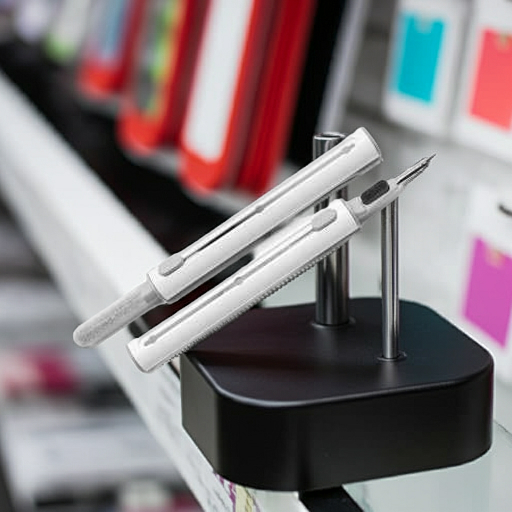 Penna Pulizia Auricolari 3 in 1 Bianco - Manutenzione Efficace per Cuffie con Penna Pulizia Auricolari - MOKO