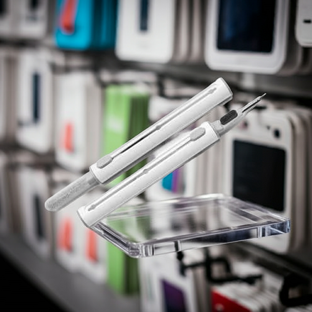 Penna Pulizia Auricolari 3 in 1 Bianco - Manutenzione Efficace per Cuffie con Penna Pulizia Auricolari - MOKO