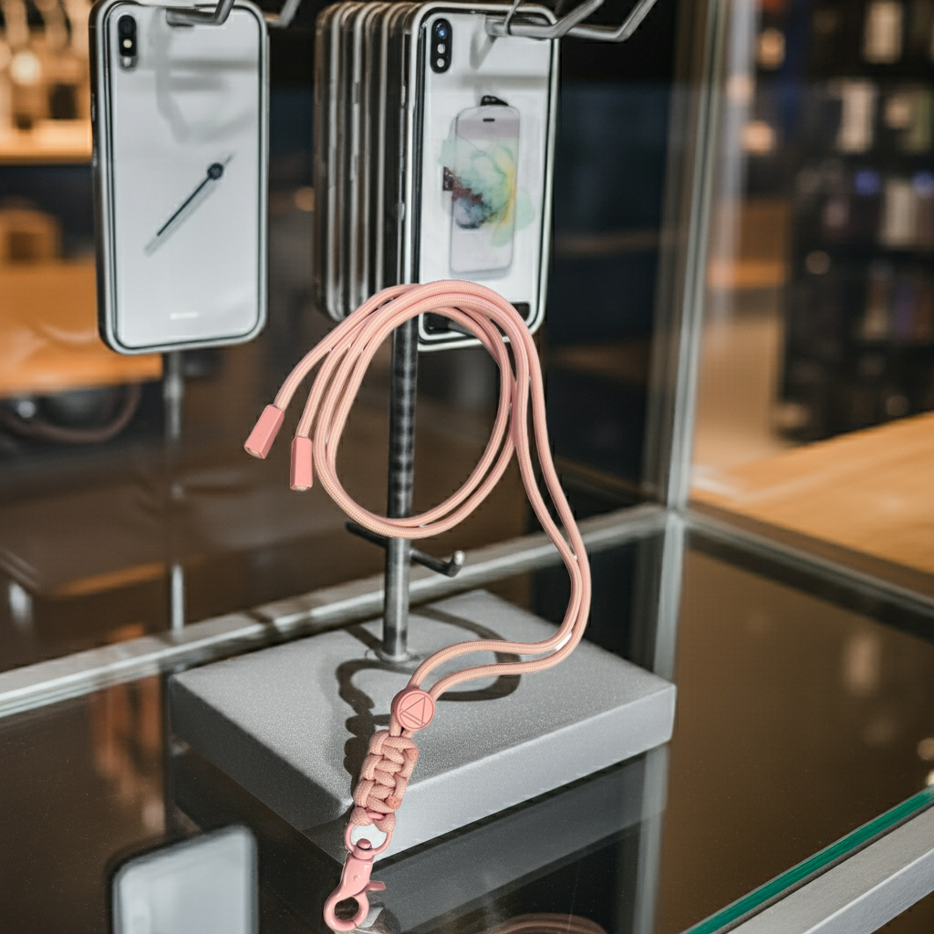 Cordino smartphone rosa chiaro con linguetta larga - MOKO