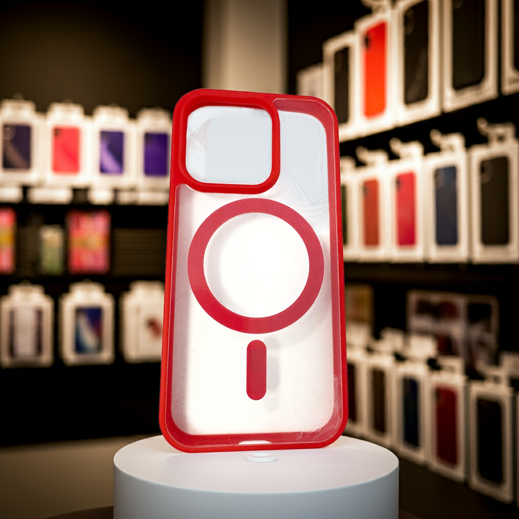 Cover trasparente magsafe Iphone 15 Pro-  rosso - MOKO