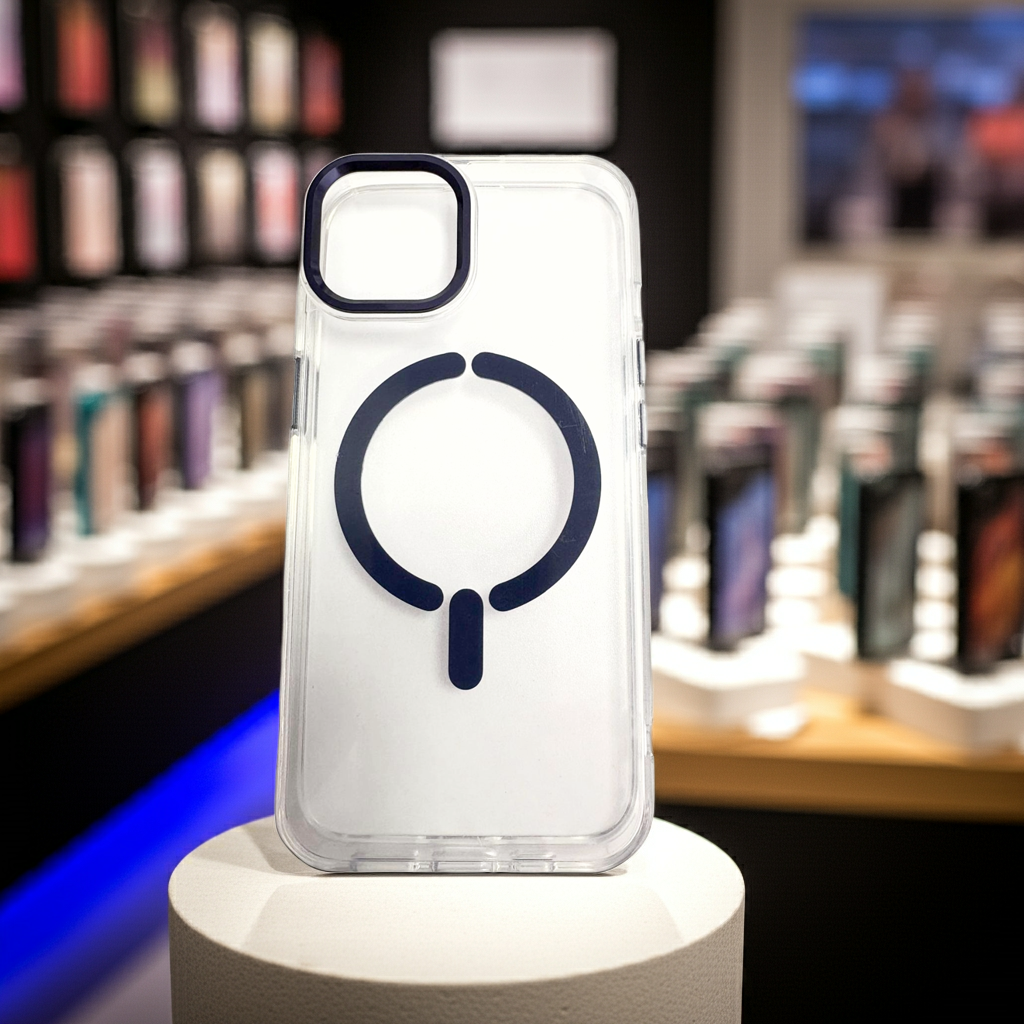 Cover trasparente MagSafe iPhone 13 14 blu premium resistente e protettiva - MOKO