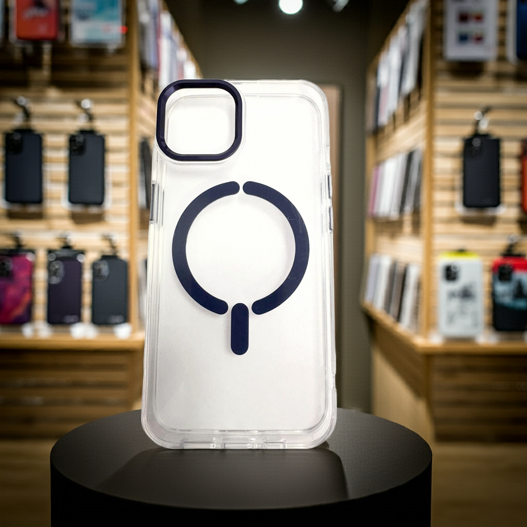 Cover trasparente MagSafe iPhone 13 14 blu premium resistente e protettiva - MOKO