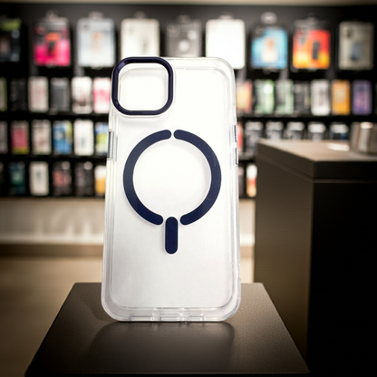 Cover trasparente MagSafe iPhone 13 14 blu premium resistente e protettiva - MOKO